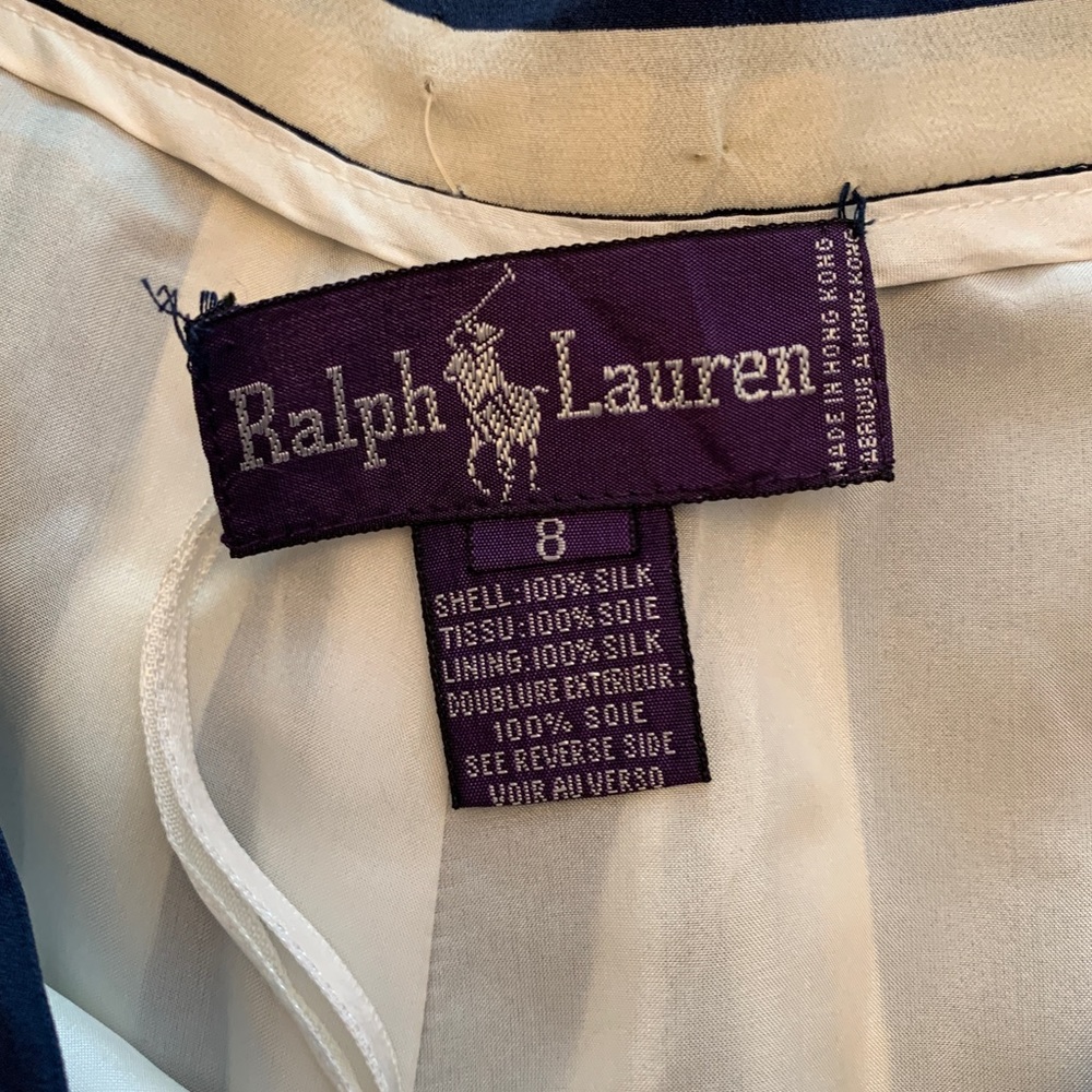 Ralph Lauren Purple Label Navy and White Vertical Stripe Wide Leg Pants - Picture 5 of 8